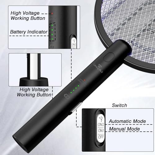 Gooqand Bug Zapper Racket, 2 in 1 Fly Swatter USB Rechargeable, 4000V Electric Fly Zapper with 4 Layer Safety Mesh，Electric Racket for Kitchen, Home, Garden and Outdoors view 4