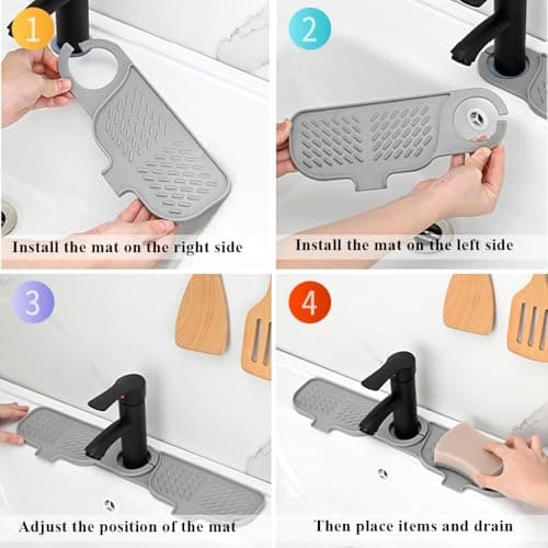 Kitchen Sink Faucet Mat, Faucet Draining Mat, Faucet Sink Splash Guard for Kitchen Sink, Sink Mat Kitchen Essentials for New Home, Drip Catcher for Kitchen, Bathroom Faucet Protector view 3