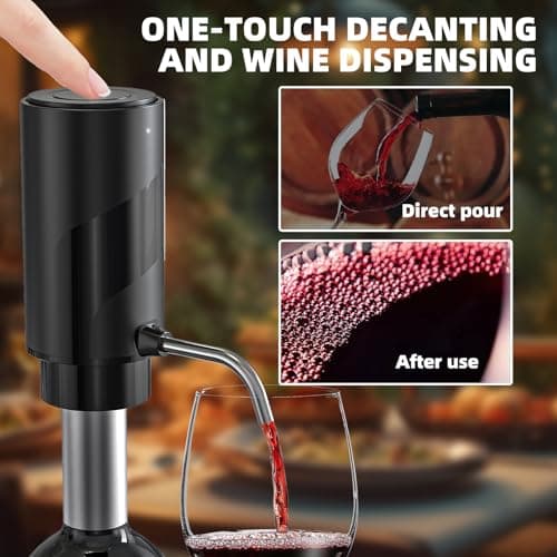 AREYCVK Wine Aerator Electric Wine Decanter Automatic Wine Aerator, Wine Dispenser Wine pourer with USB Rechargeable,Wine Lover for women&Men(Black-ABS) view 2