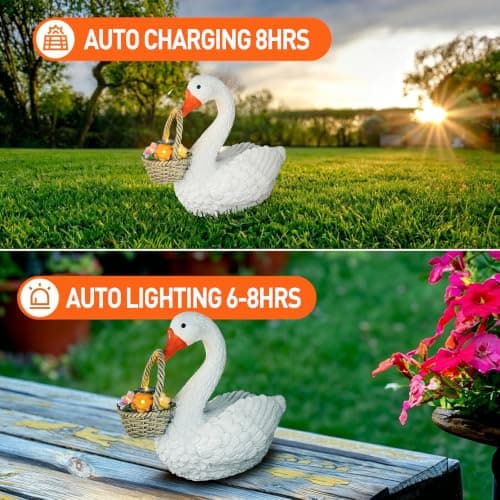 8 Inch Porch Silly Baby  Goose  Resin Statue Outdoor - Solar view 4