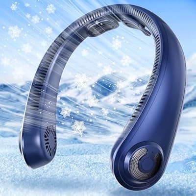 AUIIAH Portable Lightweight Neck Fan with Neck Support, Birthday Gifts for Men Women Dad Mom, Rechargeable Personal Wearable Cooling Neck Fans for Hot Flashes, Disneyland, Travel, Camping Essentials