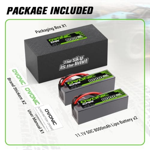 OVONIC 3s 11.1V Hard Case Lipo Battery 8000mAh 50C Max to 80C Lipo Battery Soft Case with Dean-Style T Connector for RC Airplane Helicopter Car Truck Boat (2 Packs) view 3