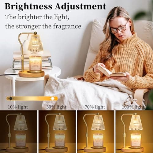 seenlast Candle Warmer Lamp with Timer Dimmer Adjustable Height for New Home Bedroom, Vintage Home Decor for Scented Jar view 3