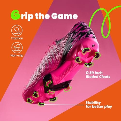 PATPAT Kids Soccer Cleats – Outdoor Firm Ground and Turf Football Training Shoes for Little Big Boys and Girls view 3