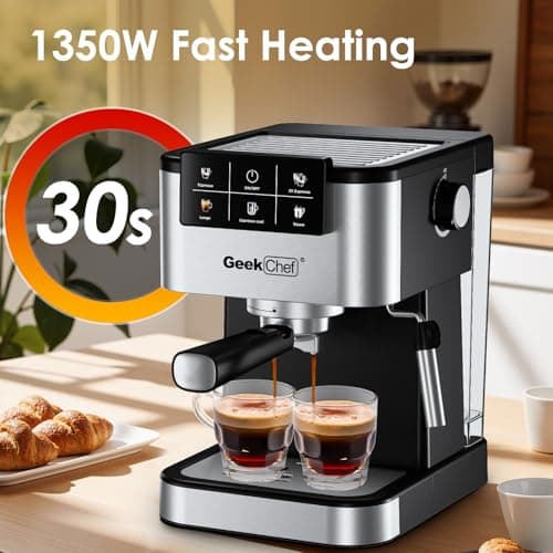 Geek Chef Espresso Machine with Milk Frother, 20 Bar Automatic Espresso Maker, Fast Heating Coffee Maker for Cappuccino, Latte & Iced Coffee, Easy to Use & Clean, for Home Barista view 5