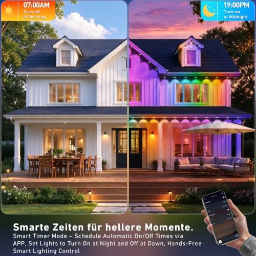 AILBTON 300FT RGB+IC Permanent Outdoor Lights, IP67 Waterproof Smart Outdoor Eave Lights, App & Remote Control, Customizable DIY LED Scene Modes for House Roof Decor and Party Events view 6