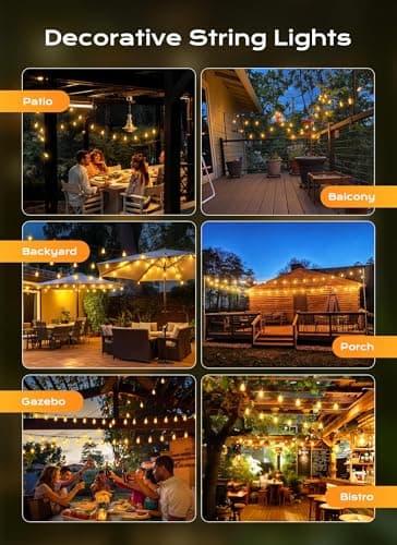 Brightown Outdoor String Lights Patio Lights, 100FT ST38 Shatterproof Dimmable Waterproof Connectable LED Christmas Lights, Hanging Outside Light for Backyard, Porch, Deck, Balcony, Garden, Home Decor view 5