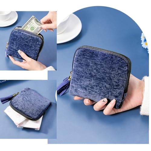 Iosjeude Small Travel Jewelry Case Organizer for Women Portable Jewelry Box with Small Pouches for Gemstones Healing Crystal Bracelets, Necklace Bangles Storage, Gift Ring Holder, Blue Tassel view 6