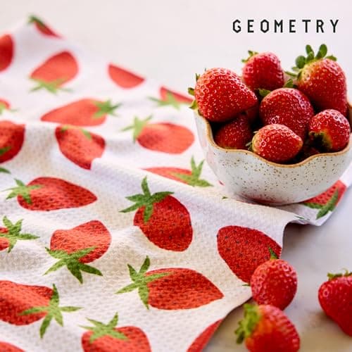 GEOMETRY Tea Towels – Spring & Summer Collection – Quick-Dry, Ultra-Absorbent, Reusable Microfiber Kitchen Towels for Drying & Cleaning - Berry Sweet - 1 Pack view 2