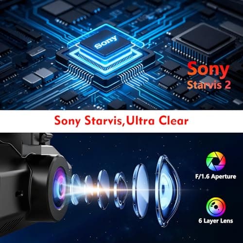 Eivikga 4K+2.5K+2.5K Dash Cam, STARVIS 2 Sensor, Dash Camera 3-Channel, Free 64GB Card, Dashcam with 5G WiFi GPS, G-Sensor,Loop Recording, HDR, 24H Parking Monitor, Time-Lapse Recording, 256GB Max view 3