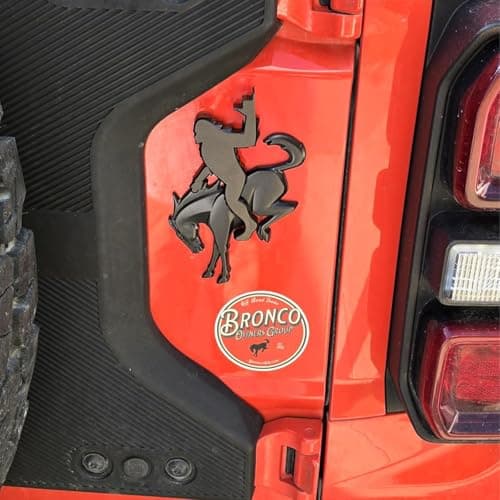 Add-A-Saquatch to Your Bronco,3D Tailgate Emblem Overlay for SUV - Universal Fit 3"x4" Raised Design, Black Automotive Decor with Tape (Riding Horse Set - A, Black) view 3
