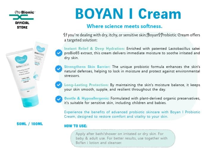 BOYAN I Skin Care Set with Cleanser, Lotion and Cream, Steroid-Free, Paraben-Free, Probiotic Formula for Sensitive and Eczema-Prone Skin, 3 Piece Set view 7