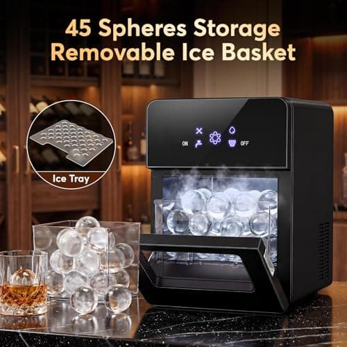 2" Clear Ice Ball Maker Machine, Countertop Sphere Ice Maker with Self-Cleaning – 4 Pcs in 40 Mins (144 Pcs/Day), Auto/Manual Water Fill, Crystal Clear Large Round Ice for Whiskey, Cocktail, Home Bar view 5