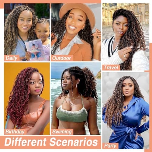 Forevery Goddess Locs Crochet Hair 16 Inch PreLooped Crochet Hair for Black Women 6 Packs Brown Crochet Faux Locs with Curly Ends for Full Head view 6