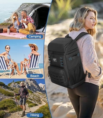 Cooler Backpack 2 Insulated Compartments Leak Proof Beach Coolers Back Pack Waterproof Cooler Bag for Hiking, BBQ Camping, Picnic, Fishing (25L, 36 Cans) view 7