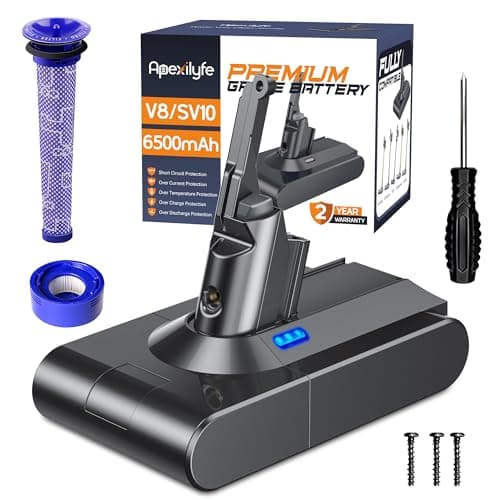Apexilyfe Upgraded 21.6V V8 Battery Replacement Compatible with Dyson V8 Animal/Absolute/Motorhead/Fluffy SV10 Vacuum Cleaner, Includes 2 Filters&3 Screws view 1