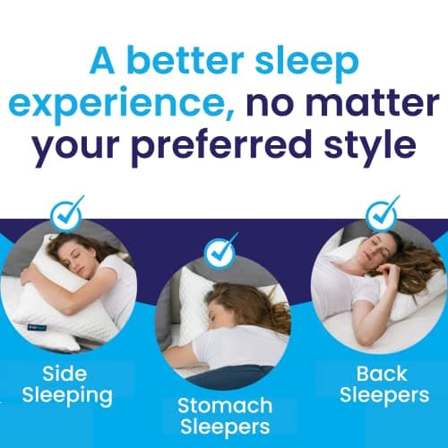 Sidney Sleep Bed Pillow for Side and Back Sleepers - Queen Size - Adjustable Filling - Memory Foam Pillow for Neck and Shoulder Support - Customizable Loft - Additional Foam Bag Included (Grey) view 4