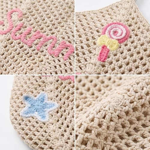 NYLGOXITK Custom Name Hollow-Weave Crochet Tote Bag Personalized Lightweight Woven Beach Bag for Women, Perfect for Bachelorette Party, Vacation & Everyday Outings view 5