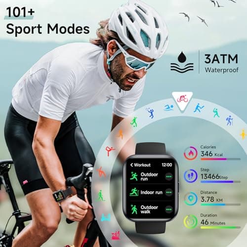 Smart Watch for Men Women, 1.8" Fitness Tracker for Android & iPhone, Answer/Make Calls, Alexa Built-in, Heart Rate/Sleep/SpO2 Monitor Smartwatch, IP68 Waterproof Watches 101+ Sport Modes, 2 Bands view 5