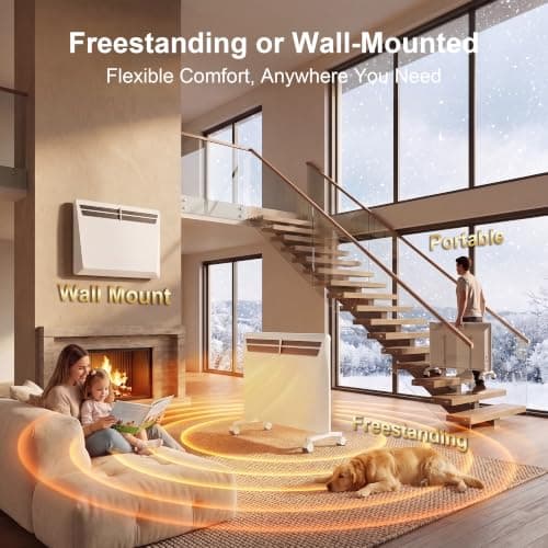 1500W Convection Heater, Space Heater Large Room, Electric Space Heater with Thermostat, Wall Mount/Stand,Tip-over/Overheat Protection,Wifi,Remote,24H Timer,Child Lock,Porcelain White view 4