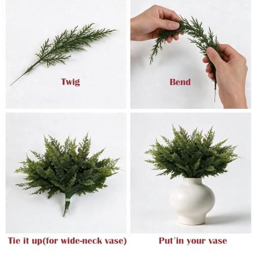 Artificial Christmas Norfolk Pine Branches with Red Berry Stems view 4
