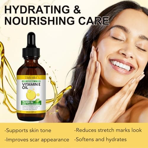 Tiuedu Natural Vitamin E Oil for Skin, Ultra Concentrated Vitamin E Oil for Face, Hair and Scars, Moisturizing Dry Skin Oils, Promotes Skin Elasticity, 2Fl Oz view 4
