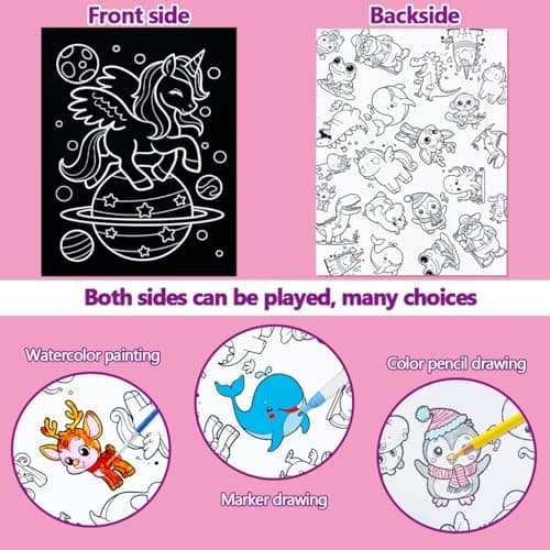 JUNQIU Scratch Art for Kids, Rainbow Scratch Paper Art Set - Unicorn, Arts and Crafts for Girls Boys Ages 4-8, Kid Activity & Christmas Crafts, Stocking Stuffers for Kids view 7