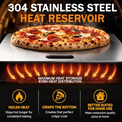OAKJAR 16" x 16" Pizza Steel for Oven, 304 Stainless Steel, 3/16 Inch | No Seasoning Required, Rust-resistant, Oval Handles, Easy to Clean, Pizza Baking Steel for Bread, Roasting, High-Heat Baking view 2