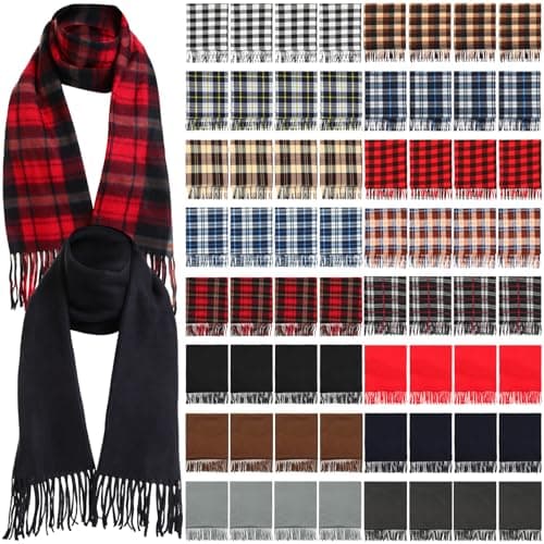 Panitay 64 Winter Fleece Scarves Bulk Soft Winter Fleece Scarf for Women Men Homeless Donation Charity Gifts
