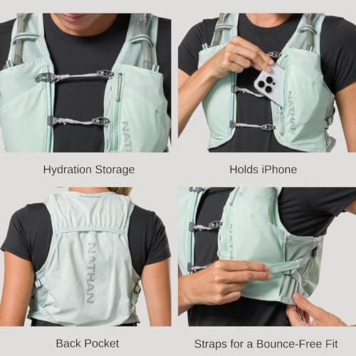 Nathan Women's Hydration Vest - Lightweight Mesh, Breathable, 2x14oz Flasks, 2L Bladder, Reflective Vest, Pinnacle Breeze view 2
