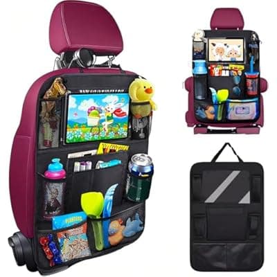 AYWVRBST Car Backseat Organizer, 9 Storage Pockets, Thickened 600D Polyester,Waterproof, Durable, Universal Fit for Sedan SUV, Truck, Minivan(1, Black)