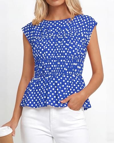 BTFBM Casual Short Sleeve Shirts Summer 2026 Going Out Tops for Women Trendy Polka Dots Work Blouses Tunics view 2