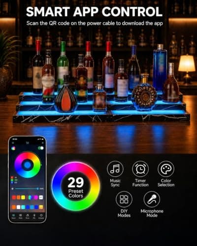 LED Liquor Bottle Display Shelf, 2-Pack, 32-Inch Total Width view 3