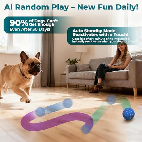 KITPLUS Smart Interactive Dog Ball Toys: Automatic Bouncing Rotating Moving, 3 Modes, Durable Material, Waterproof, Rechargeable Active Rolling Pet Toy for Medium Large Dogs Indoor Outdoor, Blue view 5