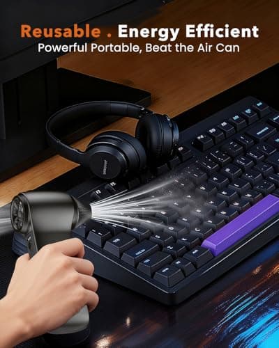 Compressed Air Duster 180000RPM – Super Power Cordless Electric Air Duster with 3-Speed Turbo Fan, Rechargeable Air Blower for Computer, Keyboard, Car, Camera & Home Cleaning view 3