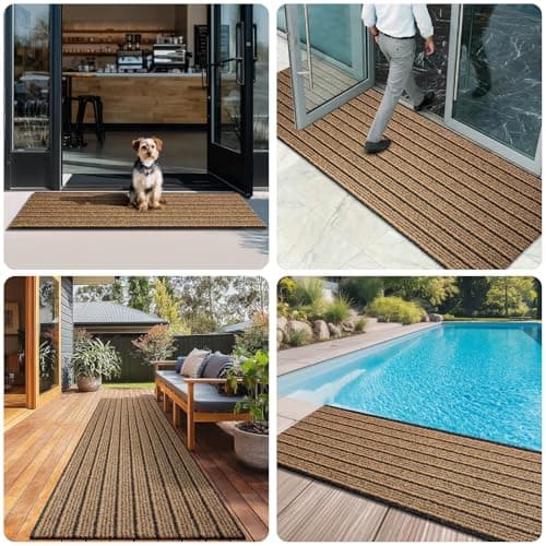 DOMUSTEX Outdoor Front Door Mat 24" x 36", Dirt Trapping Outside Entrance Rug, Non Slip Shoe Scraper, Heavy Duty Commercial Rug for Patio, Garage, Traffic Area, Office, Roll Packing view 5