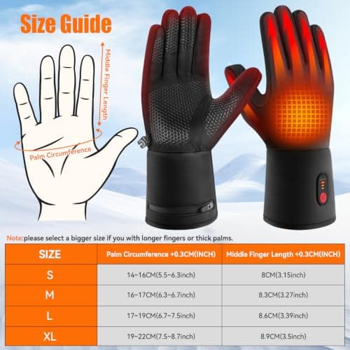 Thin Heated Gloves for Men Women Rechargeable,Electric Winter Work Gloves | Touchscreen Gloves for Cold Weather,Winter Gloves for Motorcycle Skiing Hunting Cycling Camping, waterproof and warm view 5