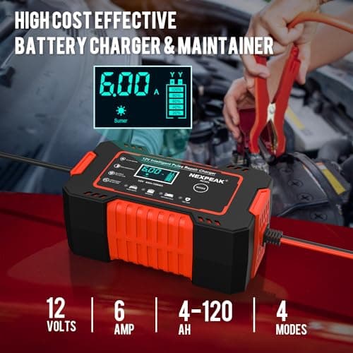 Car Battery Charger 12V Smart Automotive Battery Trickle Charger Maintainer | 7-Stage Safety Charging for Lead-acid batteries, Quick Charge, Large Screen, Multi-Protection, Pulse Repair Extend Cycle Life view 3