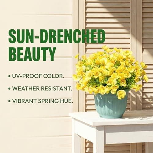 trytuny Artificial Flowers for Outdoor, Realistic Faux Plants for Outside Indoor Porch Patio Window Box Planter Home Decor (12pcs -Yellow) view 4