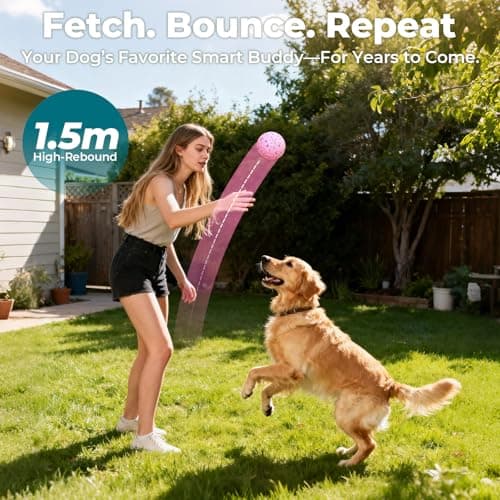 KITPLUS Smart Interactive Dog Toy Ball – Automatic Moving, Bouncing & Rolling, 3 Modes, Chew-Proof E-TPU Shell, Waterproof, Rechargeable,Dog Ball for Medium and Large Dogs, Pink view 4