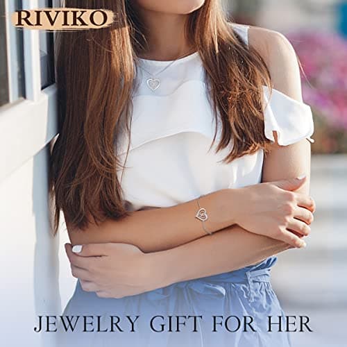 RIVIKO Heart Initial Bracelets for Women,925 Sterling Silver Letter Bracelets, Personalized Charm Alphabet Jewelry Valentines Christmas Mother’s Day Birthday Gifts for Women Friend Her Mom Wife Lady view 4