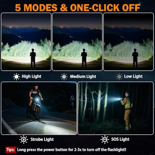 3Pack Large Rechargeable Flashlights High Lumens with LCD Digital Display view 4