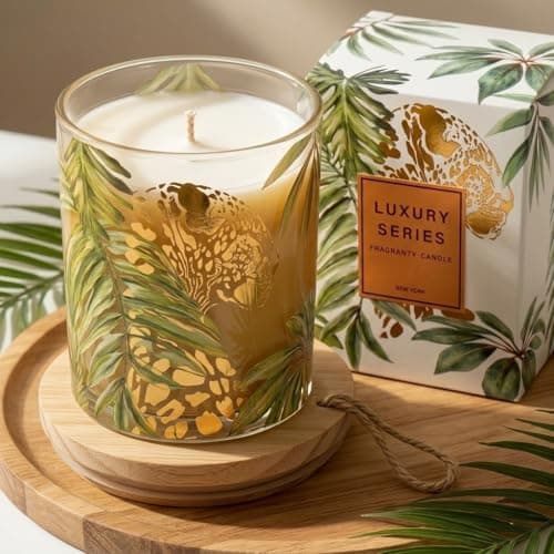 Wild Lily & Vetiver Scented Candles for Home, Large Glass Jar Soy Wax Candle, 7.05oz Luxury Leopard Candle Decor, 55H Burn, Ideal for Mother's Day, Birthday Gift view 4