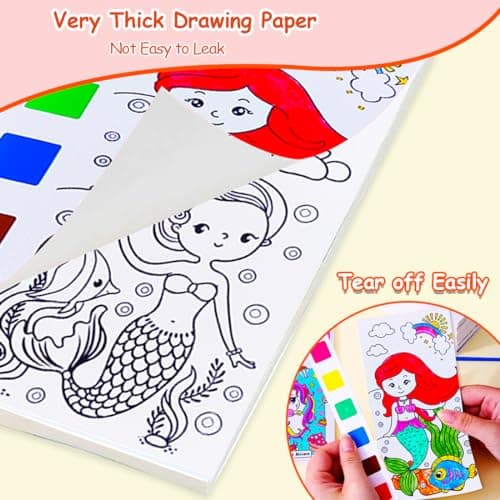 JUNQIU 4Pack Paint with Water Books for Kids, Watercolor Painting Coloring Books for Toddlers, Magic Paint Set for Kids, Art Craft Kits Easter Basket Stuffers For Girls Boys view 5