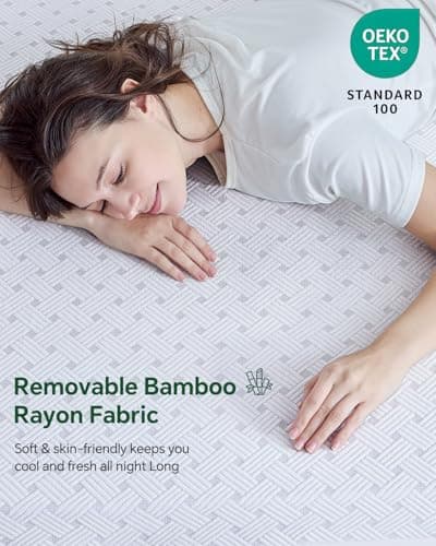 Qocismile College Dorm Room Essentials Twin XL Mattress Topper,Gel Memory Foam Mattress Topper 3 inch Twin XL Size Bed Topper,Firm Mattress Pad,Bamboo Rayon Cover Removable & Washable,Non-Slip Zipper view 5