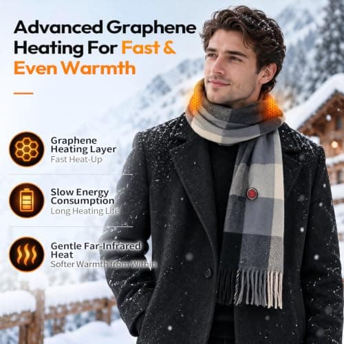WOOMER Heated Scarf, Graphene Electric Plaid Scarf view 2