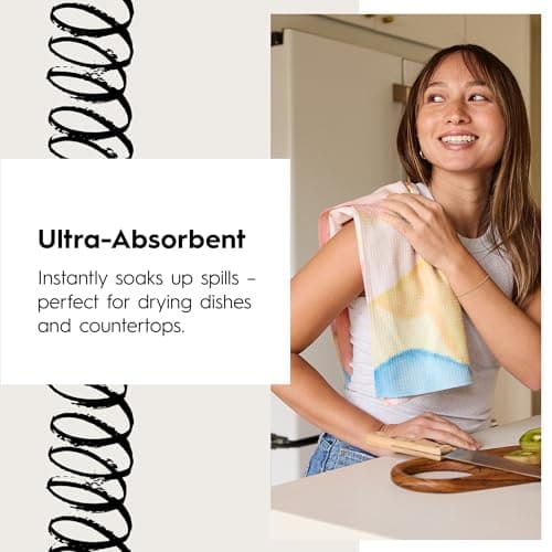 GEOMETRY Bar Towels for Kitchen - Spring & Summer Collection - Premium Towels for Cleaning Dishes & Glassware - Absorbent & Fast Drying Kitchen Towels - Soft Floral, 12" x 14" - 1-Piece view 3