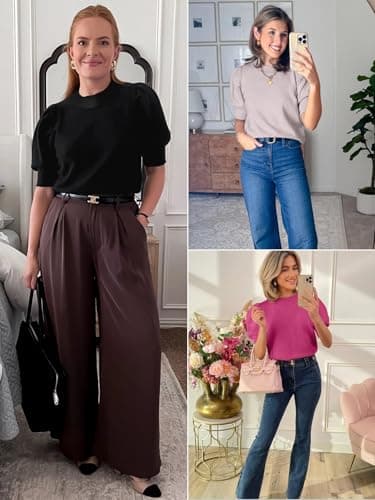 ATHMILE Short Sleeve Sweater for Women 2026 Spring Summer Blouses Crewneck Knit Puff Sleeve Dressy Casual Trendy Shirts view 5