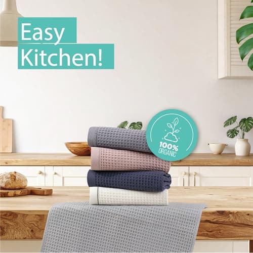 ZASHOP Kitchen Towels and Dishcloths Sets, 14 X 14 Inches, Absorbent Dish Towels for Kitchen, Microfiber Cleaning Cloth, Dish Cloths for Washing Dishes, Waffle Kitchen Towels (Multicolored) view 3