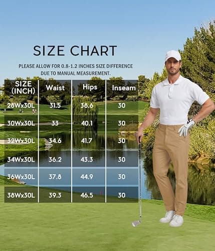 NATUVENIX Golf Pants Men Stretch Work Dress Pants Lightweight 30" Slim Fit Business Casual Pants for Men with Pockets view 6